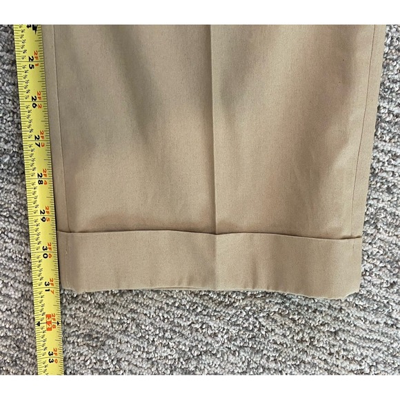 Brooks Brothers Fitzgerald 1818 Dress Pants 42L/W36 Khaki Men's Pleated Cuffed - Picture 5 of 5